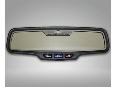 American Car Craft Rear View Mirror Trim with Supercharged Lettering; Brushed (12-13 Camaro)