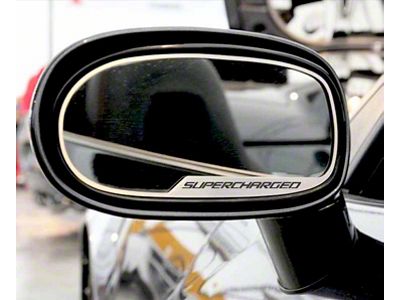 American Car Craft Side View Mirror Trim Supercharged Style; Brushed (05-13 Corvette C6 w/o Auto Dim Mirrors)