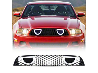 American Modified BOSS 302 Style Upper Grille with DRL, Turn Signal and Fog Light Deletes; Matte Black (13-14 Mustang GT, V6)