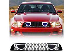 BOSS 302 Style Upper Grille with DRL, Turn Signal and Fog Light Deletes; Gloss Black (13-14 Mustang GT, V6)