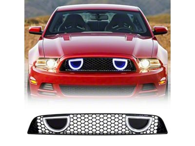 American Modified BOSS 302 Style Upper Grille with DRL, Turn Signal and Fog Light Deletes; Gloss Black (13-14 Mustang GT, V6)