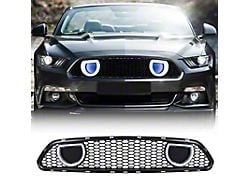 Mach 1 Style Upper Grille with DRL and Turn Signal; Matte Black (15-17 Mustang GT, EcoBoost, V6)