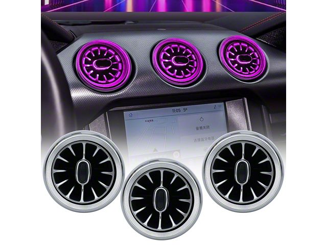 American Modified Turbo Air A/C Vents with Ambient Light (15-23 Mustang w/o Performance Pack Gauges)