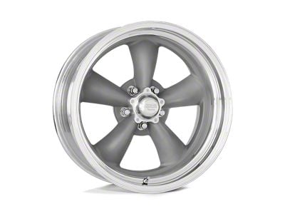 American Racing Classic Torq Thrust II Custom Gray with Polished Lip Wheel; Rear Only; 17x11; 1mm Offset (05-09 Mustang GT, V6)