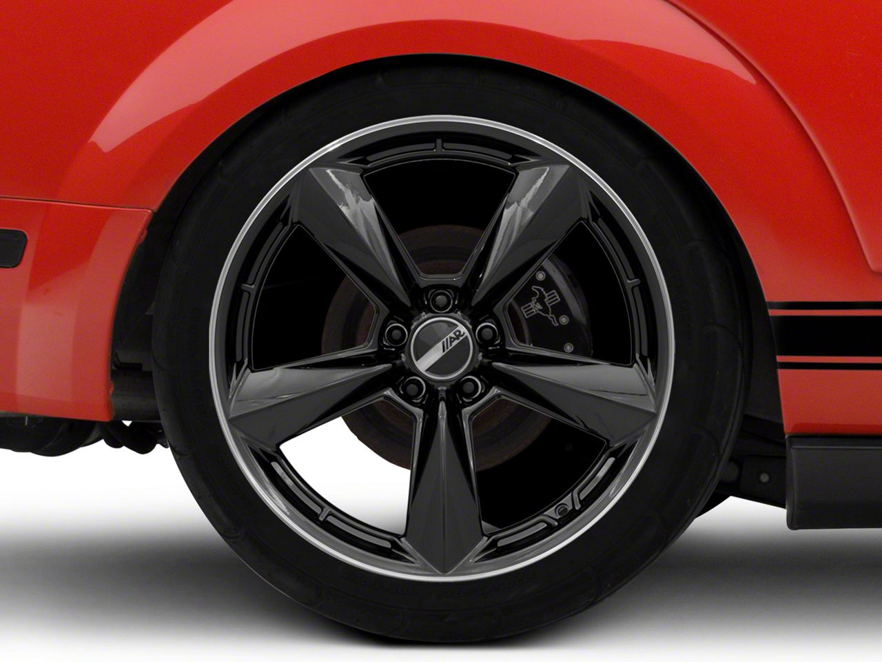 American Racing TTF Gloss Black with DDT Lip Wheel; Rear Only; 20x11; 50mm  Offset (05-09 Mustang)