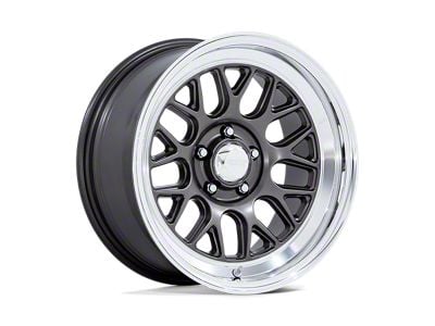 American Racing G-Force Matte Anthracite with Diamond Cut Lip Wheel; Rear Only; 17x10; 25mm Offset (15-23 Mustang GT w/o Performance Pack, , V6)