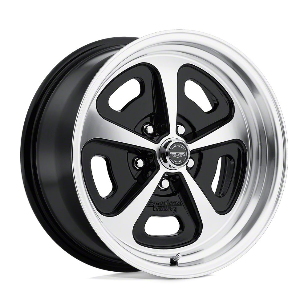 American Racing VN501 Gloss Black Machined Wheel; 17x7; 0mm Offset (15-23 Mustang GT w/o Performance Pack, , V6)