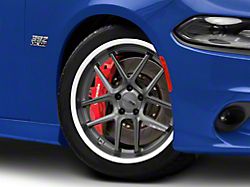 American Racing Bishop Matte Gunmetal with Machined Lip Wheel; 20x9.5; 15mm Offset (11-23 RWD Charger, Excluding Widebody)