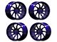 Anovia Wheels Staggered Night Picasa Blue 4-Wheel Kit; 18x8.5/9.5 (05-09 Mustang GT, V6)