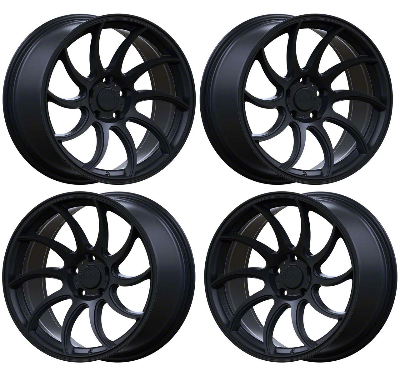 Anovia Wheels Mustang Staggered Night Raven Satin Black 4-Wheel Kit ...