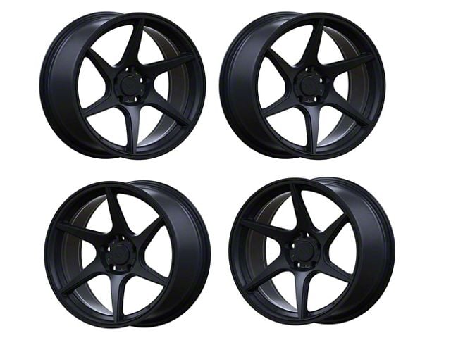 Anovia Wheels Staggered Titan Raven Satin Black 4-Wheel Kit; 18x8.5/9.5 (10-14 Mustang GT w/o Performance Pack, V6)