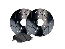 Apex One Elite Cross-Drill and Slots Brake Rotor and Friction Point Pad Kit; Front (99-04 Mustang GT, V6)