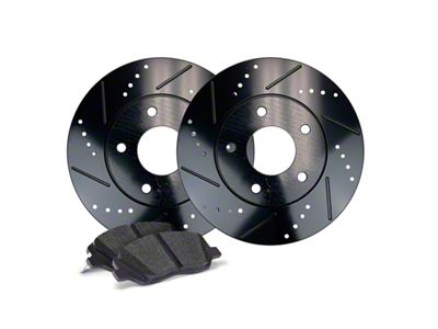 Apex One Elite Cross-Drill and Slots Brake Rotor and Friction Point Pad Kit; Rear (13-14 Mustang GT w/ Performance Pack & Automatic Transmission; 12-13 Mustang BOSS 302)
