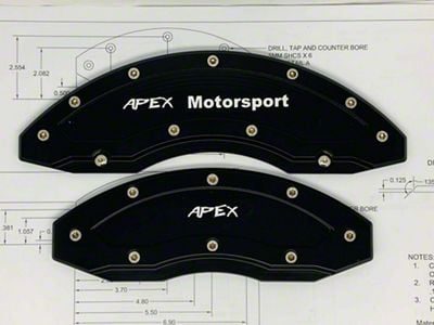 Apex Overlay Gen III Brake Caliper Overlays; Black; Front and Rear (06-23 Charger w/ 18+ Inch Wheels)