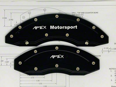 Apex Overlay Gen III Brake Caliper Overlays; Black; Front and Rear (97-25 Corvette C5, C6, C7 & C8 w/ 18+ Inch Wheels)