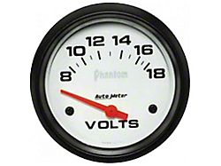 Auto Meter Phantom Series 2-1/16-Inch Voltmeter Gauge; 8-18V (Universal; Some Adaptation May Be Required)