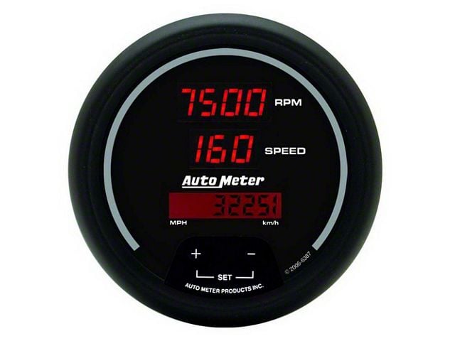 Auto Meter Sport-Comp Tachometer/Speedometer Gauge; Digital (Universal; Some Adaptation May Be Required)