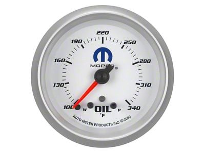 Auto Meter Oil Temperature Gauge with MOPAR Logo; Digital Stepper Motor (Universal; Some Adaptation May Be Required)