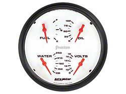 Auto Meter Phantom Series 5-Inch Quad Gauge; 0 ohm Empty to 90 ohm Full (Universal; Some Adaptation May Be Required)