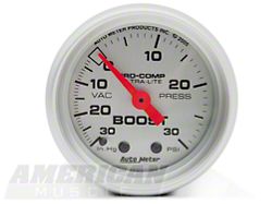 Auto Meter Ultra-Lite Series 2-1/16-Inch Boost/Vacuum Gauge; 30 inHG / 30 PSI; Mechanical (Universal; Some Adaptation May Be Required)