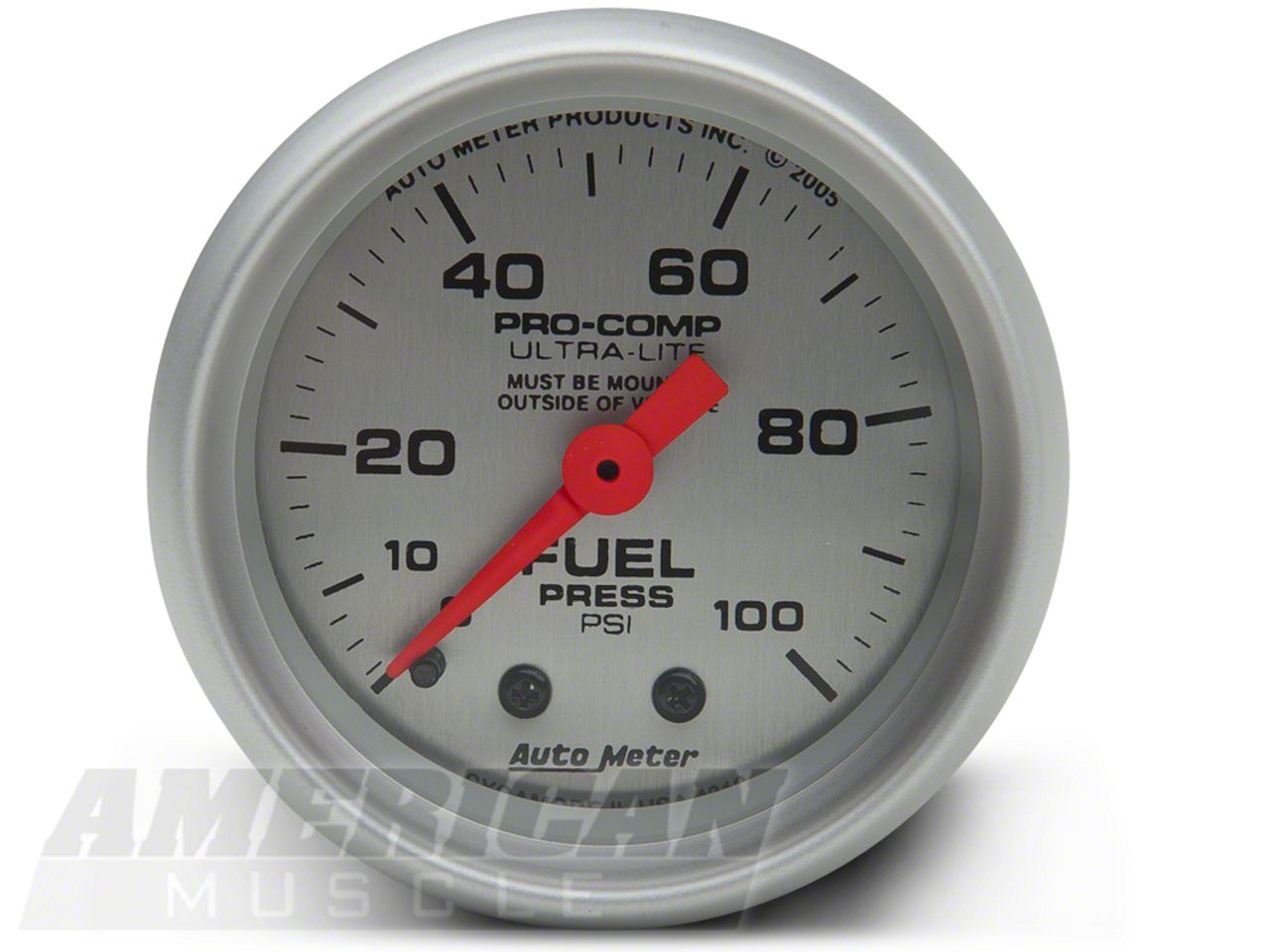 Auto Meter Mustang Pro-Comp Ultra-Lite Fuel Pressure Gauge; Mechanical 4312  (Universal; Some Adaptation May Be Required) - Free Shipping