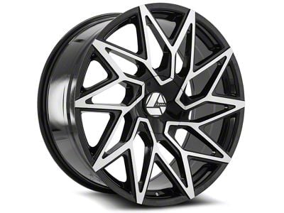 Azara AZA-511 Gloss Black and Machined Wheel; Rear Only; 24x9; 35mm Offset (16-24 Camaro, Excluding SS w/ 6-Piston Front Calipers & ZL1)