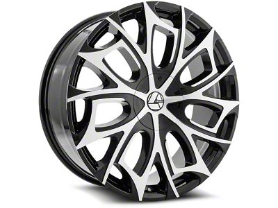 Azara AZA-512 Gloss Black and Machined Wheel; Rear Only; 24x9; 35mm Offset (16-24 Camaro, Excluding SS w/ 6-Piston Front Calipers & ZL1)