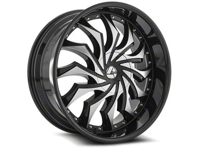 Azara AZA-515 Gloss Black and Machined Wheel; Rear Only; 22x9.5; 15mm Offset (16-24 Camaro)