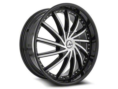 Azara AZA-517 Gloss Black and Machined Wheel; Rear Only; 22x9.5; 15mm Offset (10-15 Camaro)