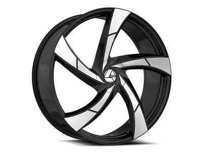 Azara AZA-524 Gloss Black and Machined Wheel; Rear Only; 24x9; 15mm Offset (16-24 Camaro, Excluding SS w/ 6-Piston Front Calipers & ZL1)