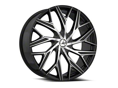 Azara AZA-527 Gloss Black and Machined Wheel; Rear Only; 22x9.5; 15mm Offset (10-15 Camaro)