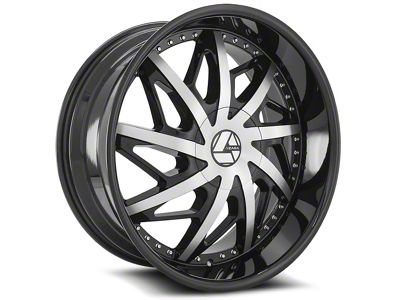 Azara AZA-510 Gloss Black and Machined Wheel; Rear Only; 24x9; 18mm Offset (08-23 RWD Challenger, Excluding SRT Hellcat & Widebody)