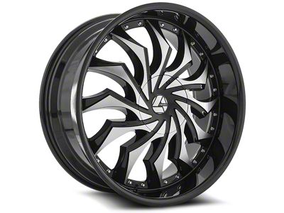 Azara AZA-515 Gloss Black and Machined Wheel; Rear Only; 22x9.5; 15mm Offset (08-23 RWD Challenger, Excluding SRT Hellcat & Widebody)