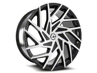 Azara AZA-518 Gloss Black and Machined Wheel; Rear Only; 22x9.5; 15mm Offset (08-23 RWD Challenger, Excluding SRT Hellcat & Widebody)