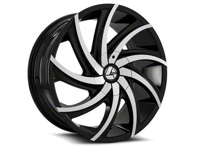 Azara AZA-503 Gloss Black and Machined Wheel; Rear Only; 28x9.5; 15mm Offset (11-23 RWD Charger, Excluding Widebody)