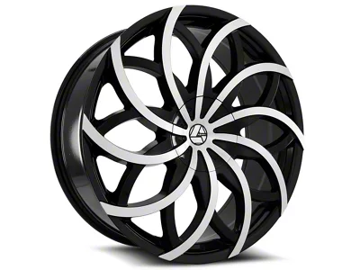 Azara AZA-504 Gloss Black and Machined Wheel; Rear Only; 22x9.5; 15mm Offset (11-23 RWD Charger, Excluding Widebody)