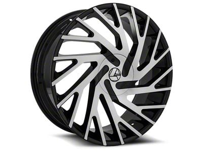 Azara AZA-505 Gloss Black and Machined Wheel; Rear Only; 30x9.5; 15mm Offset (11-23 RWD Charger, Excluding Widebody)