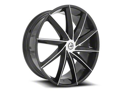 Azara AZA-506 Gloss Black and Machined Wheel; Rear Only; 22x9.5; 15mm Offset (11-23 RWD Charger, Excluding Widebody)