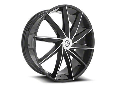 Azara AZA-506 Gloss Black and Machined Wheel; Rear Only; 26x9.5; 15mm Offset (11-23 RWD Charger, Excluding Widebody)