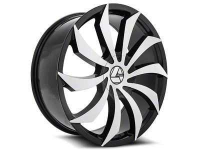 Azara AZA-507 Gloss Black and Machined Wheel; Rear Only; 22x9.5; 15mm Offset (11-23 RWD Charger, Excluding Widebody)