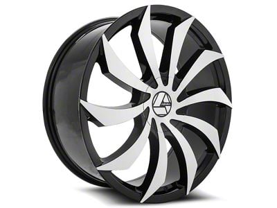 Azara AZA-507 Gloss Black and Machined Wheel; Rear Only; 22x9.5; 15mm Offset (11-23 RWD Charger, Excluding Widebody)