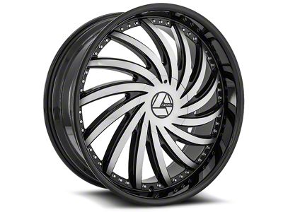 Azara AZA-508 Gloss Black and Machined Wheel; Rear Only; 22x9.5; 15mm Offset (11-23 RWD Charger, Excluding Widebody)