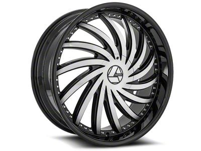 Azara AZA-508 Gloss Black and Machined Wheel; Rear Only; 28x9.5; 15mm Offset (11-23 RWD Charger, Excluding Widebody)