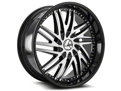 Azara AZA-509 Gloss Black and Machined Wheel; Rear Only; 22x9.5; 15mm Offset (11-23 RWD Charger, Excluding Widebody)