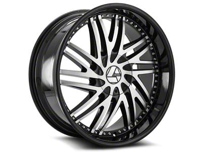 Azara AZA-509 Gloss Black and Machined Wheel; Rear Only; 24x9; 18mm Offset (11-23 RWD Charger, Excluding Widebody)