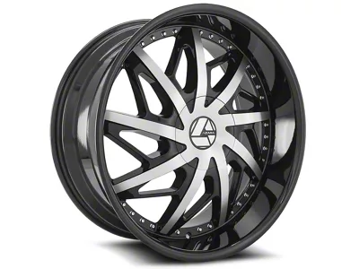 Azara AZA-510 Gloss Black and Machined Wheel; Rear Only; 24x9; 35mm Offset (06-10 Charger, Excluding SRT8)