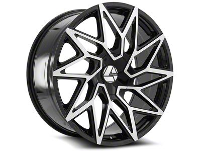 Azara AZA-511 Gloss Black and Machined Wheel; Rear Only; 22x9.5; 15mm Offset (11-23 RWD Charger, Excluding Widebody)