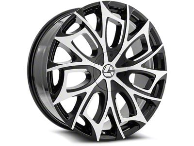 Azara AZA-512 Gloss Black and Machined Wheel; Rear Only; 24x9; 18mm Offset (11-23 RWD Charger, Excluding Widebody)