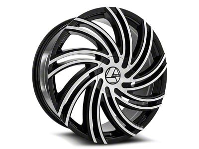 Azara AZA-514 Gloss Black and Machined Wheel; Rear Only; 22x9.5; 15mm Offset (11-23 RWD Charger, Excluding Widebody)