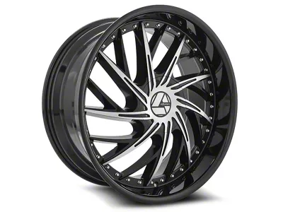 Azara AZA-516 Gloss Black and Machined Wheel; Rear Only; 24x9; 35mm Offset (11-23 Charger w/o Brembo Brakes)